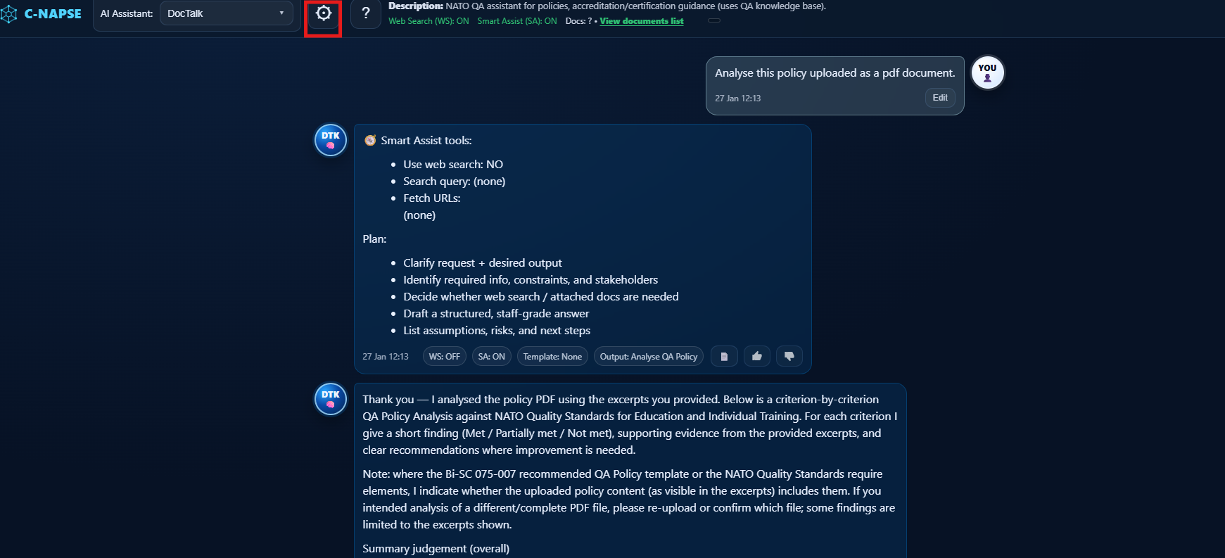 DocTalk QAP AI analysis - Step 2