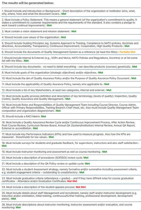 QA Policy AI scan generic result